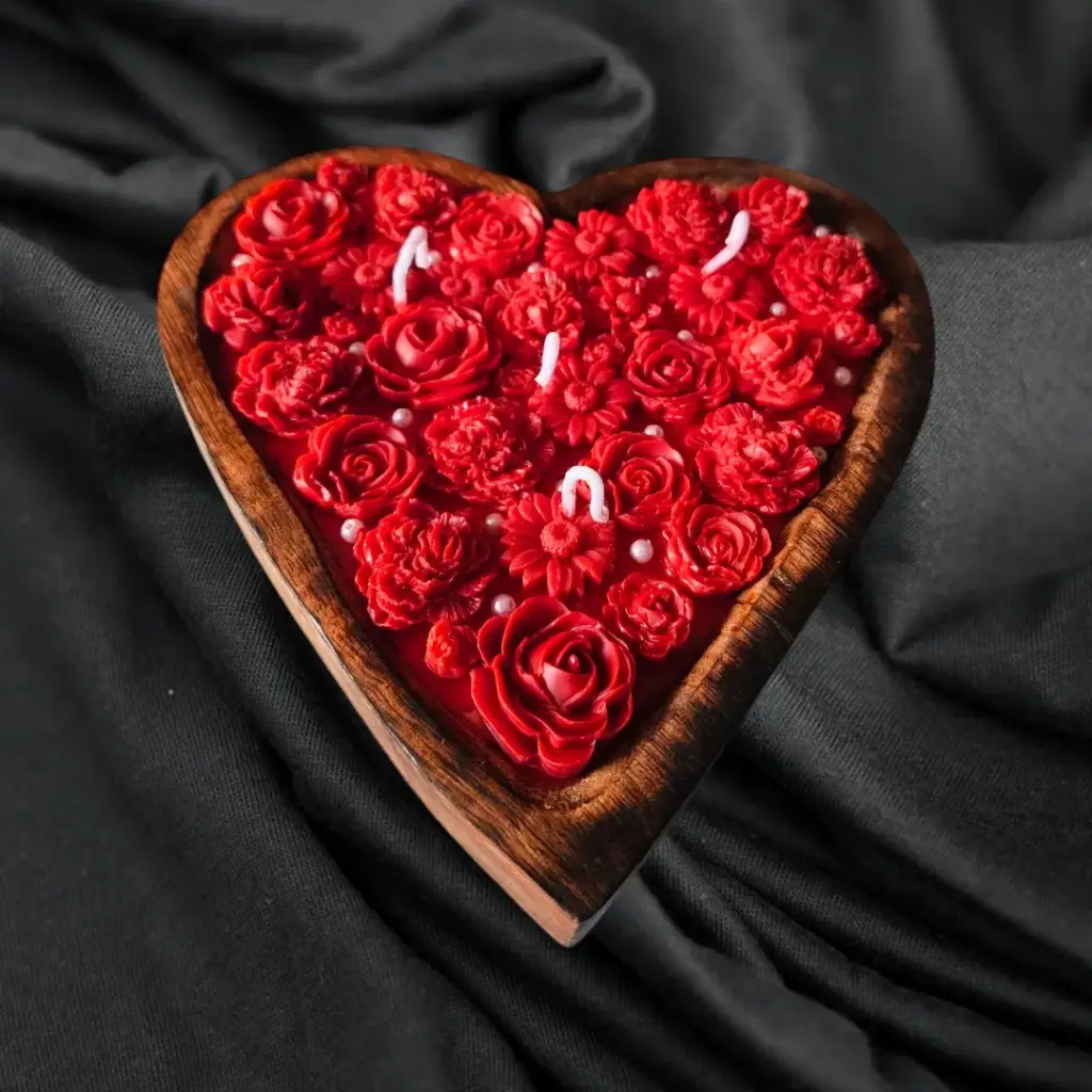 Heart Floral Candle