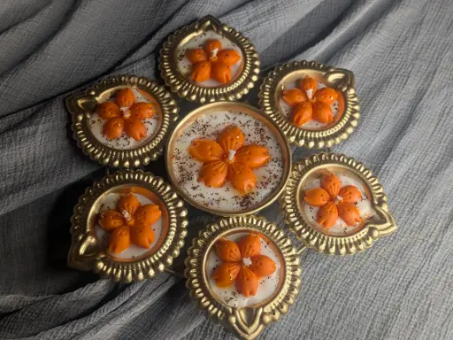 Floral diya candle 